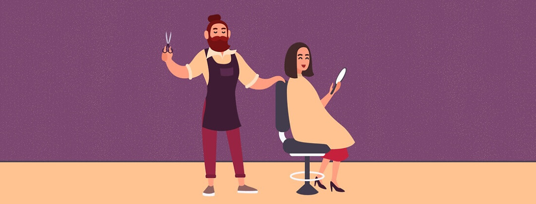 Man cutting a woman's hair