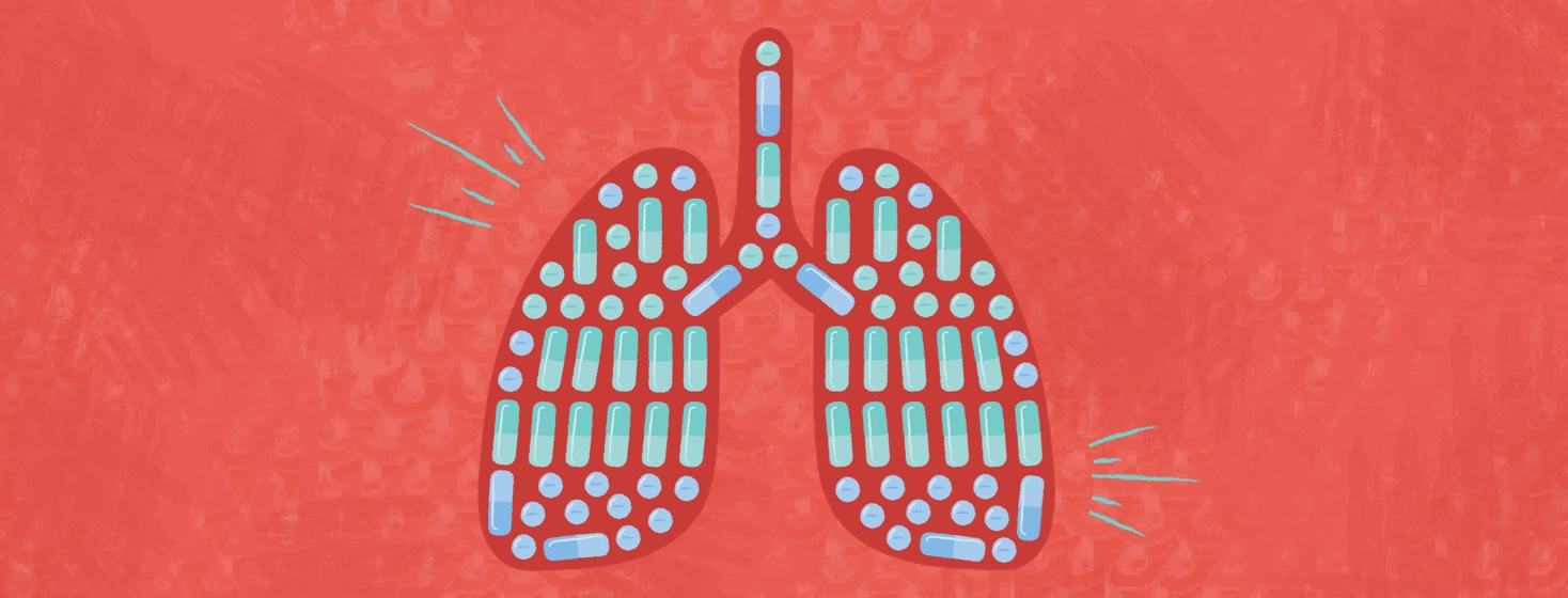 A pair of lungs made out of vitamins and supplements