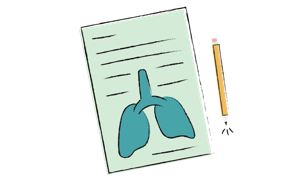 a letter with lungs on it and a pencil next to it