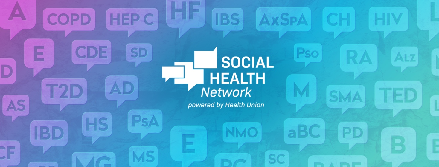The social health network logo surrounded by all of the other site speech bubble avatars